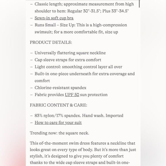 Land's End Smoothing Square Neck Ruched 1 piece Swimsuit Coral Roses Lilies 8 P - Picture 10 of 10